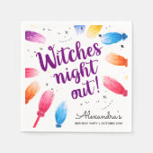 Farbenfrohe Hexenbroomstick Wasserfarbe Serviette (Vorderseite)