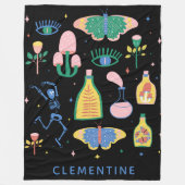 Farbenfrohe Hexenzaubertrank Personalisiert Schwar Fleecedecke (Vorderseite)