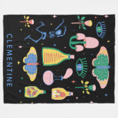 Farbenfrohe Hexenzaubertrank Personalisiert Schwar Fleecedecke (Vorderseite (Horizontal))