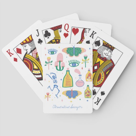 Farbenfrohe Hexenzaubertrank Personalisiert   Spielkarten (Rückseite)