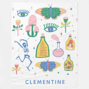 Farbenfrohe Hexenzaubertränke Personalisierter Nam Fleecedecke