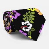 Farbenfrohe Hibiskus-Blume in Schwarz Krawatte (Gerollt)