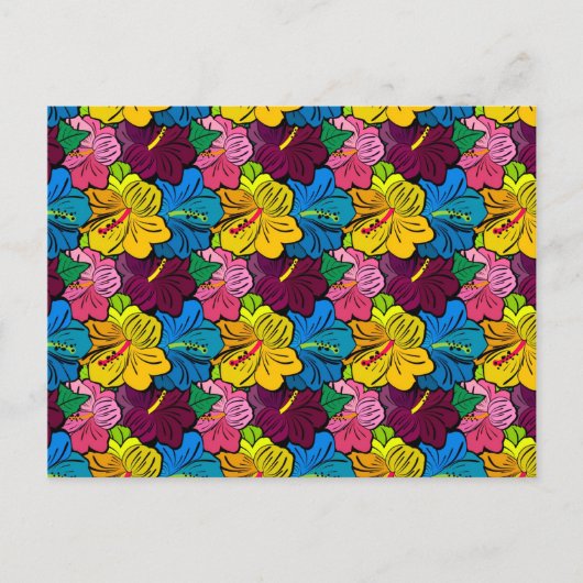 Farbenfrohe Hibiskus-Blume Postkarte (Vorderseite)