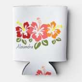 Farbenfrohe Hibiskus Trio Personalisiert Dosenkühler (Vorderseite)