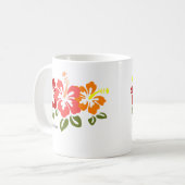 Farbenfrohe Hibiskus Trio Personalisiert Kaffeetasse (Vorderseite Links)