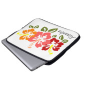 Farbenfrohe Hibiskus Trio Personalisiert Laptopschutzhülle (Vorne Knopf)
