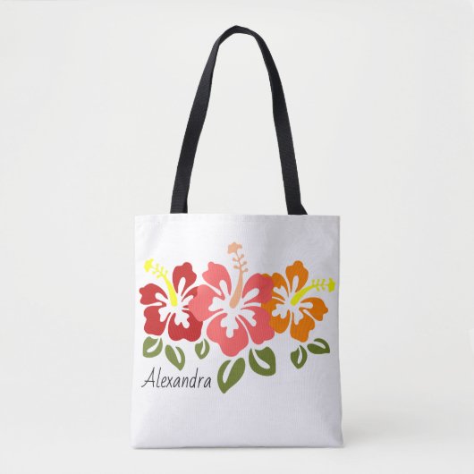 Farbenfrohe Hibiskus Trio Personalisiert Tasche (Vorderseite)