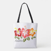 Farbenfrohe Hibiskus Trio Personalisiert Tasche (Rückseite)