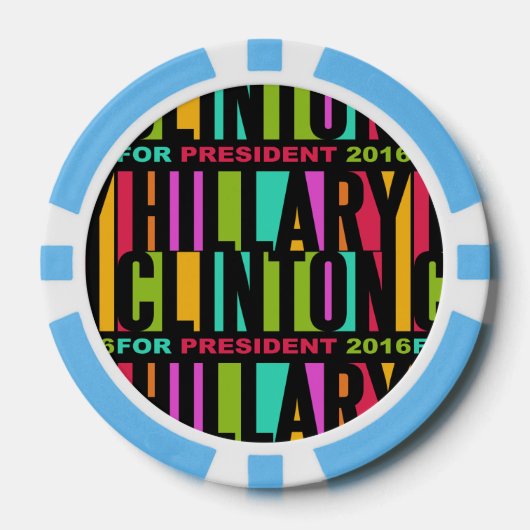 Farbenfrohe Hillary Clinton 2016 Poker Chips (Vorderseite)
