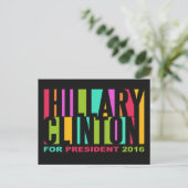 Farbenfrohe Hillary Clinton 2016 Postkarte (Stehend Vorderseite)