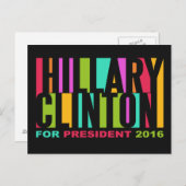 Farbenfrohe Hillary Clinton 2016 Postkarte (Vorne/Hinten)