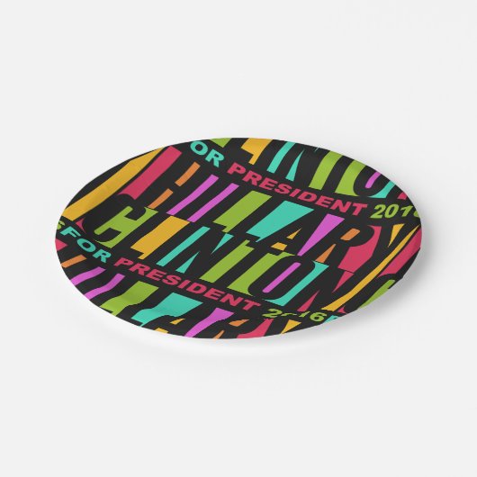 Farbenfrohe Hillary Clinton 2016 Teller (Schrägansicht)