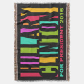 Farbenfrohe Hillary Clinton 2016 werfen Decke (Vorderseite Vertikal)