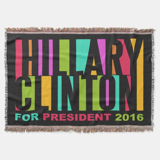 Farbenfrohe Hillary Clinton 2016 werfen Decke (Vorderseite)