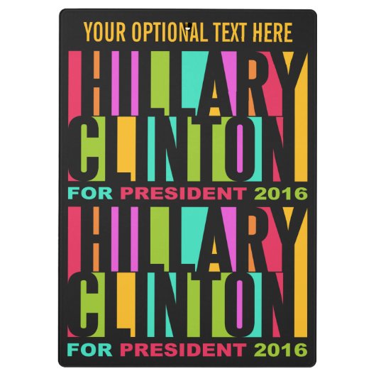 Farbenfrohe Hillary Clinton 2016-Zwischenablage Klemmbrett (Rückseite)