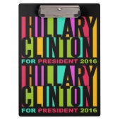 Farbenfrohe Hillary Clinton 2016-Zwischenablage Klemmbrett (Vorderseite)