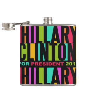 Farbenfrohe Hillary Clinton-Flaschen 2016 Flachmann