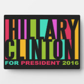 Farbenfrohe Hillary Clinton-Plakette 2016 Fotoplatte (Vorderseite)
