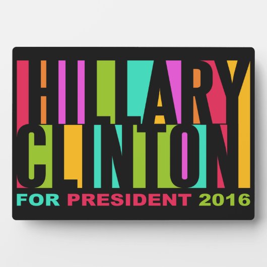 Farbenfrohe Hillary Clinton-Plakette 2016 Fotoplatte (Vorderseite)