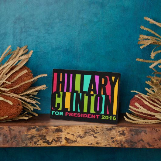 Farbenfrohe Hillary Clinton-Plakette 2016 Fotoplatte (Seite)