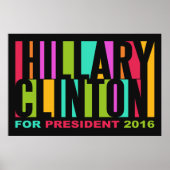 Farbenfrohe Hillary Clinton-Poster 2016 Poster (Vorne)