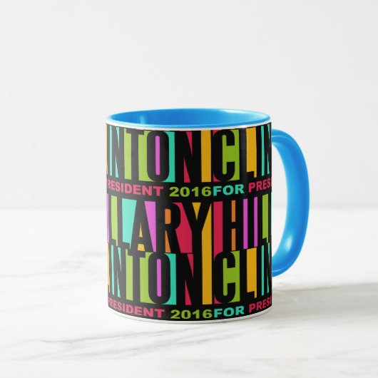 Farbenfrohe Hillary Clinton-Tasse 2016 Tasse (VorderseiteRechts)