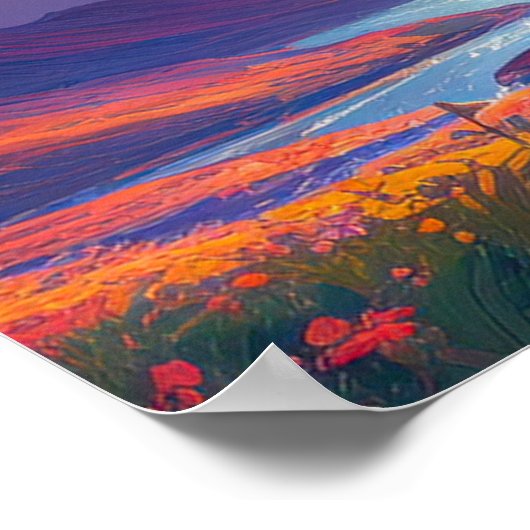 Farbenfrohe Hillside Valley Poster (Ecke)