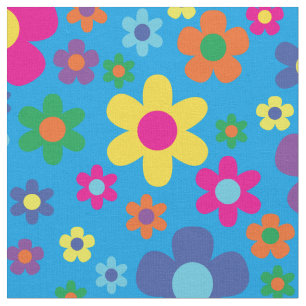 Farbenfrohe Hippie 70er Blume Stoff