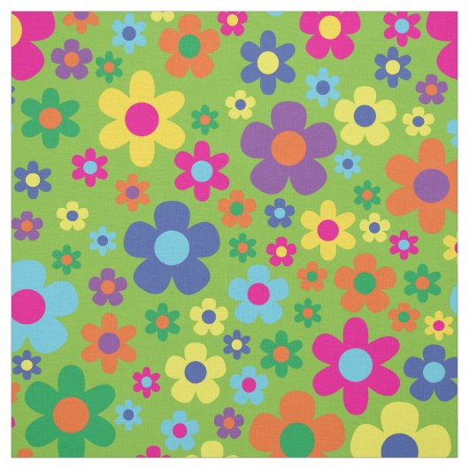 Farbenfrohe Hippie 70er Blume Stoff (Muster)