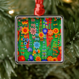Farbenfrohe Hippie-Blume-Designs Ornament Aus Metall