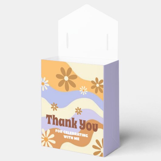 Farbenfrohe Hippie Blume Retro Groovy Sweet 16 Geschenkschachtel (Geöffnet)