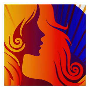 Farbenfrohe Hippie BOHO Frau Poster