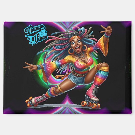 Farbenfrohe Hippie Chic Vintag Magnet (Vorderseite)