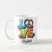 Farbenfrohe Hippie Floral LIEBE PEACE Individuelle Kaffeetasse (Links)