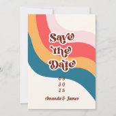 Farbenfrohe Hippie Groovy Retro 70er Foto Save The Date (Vorderseite)