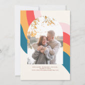 Farbenfrohe Hippie Groovy Retro 70er Foto Save The Date (Rückseite)