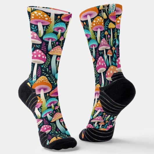 Farbenfrohe Hippie-Pilze mit Blütenfarbe und blau Socken (Gewinkelt)