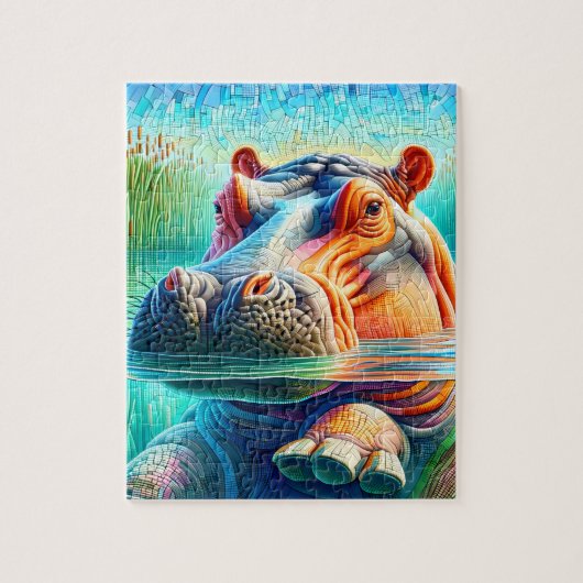 Farbenfrohe Hippo Puzzle (Vertikal)