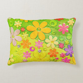 Farbenfrohe Hippy Groovy Blume Dekokissen