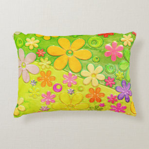 Farbenfrohe Hippy Groovy Blume Dekokissen