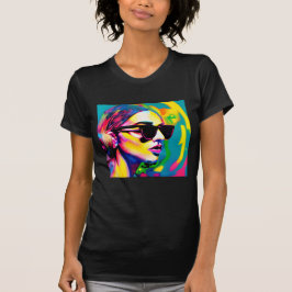 Farbenfrohe Hipster Lady in Sonnenbrille Kunstwerk T-Shirt