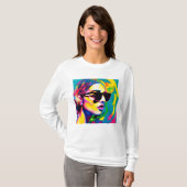 Farbenfrohe Hipster Lady in Sonnenbrille T-Shirt (Vorne ganz)