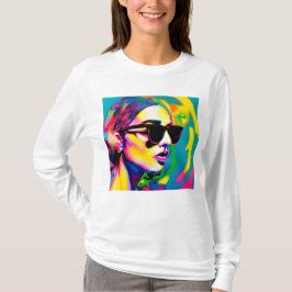 Farbenfrohe Hipster Lady in Sonnenbrille T-Shirt