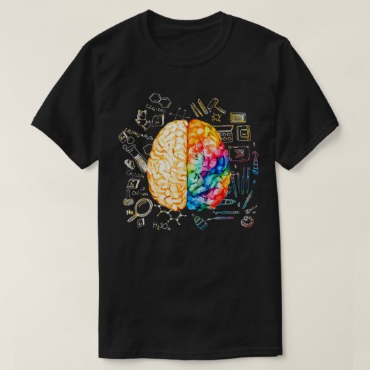 Farbenfrohe Hirnforschung und Kunst Neurowissensch T-Shirt (Design vorne)