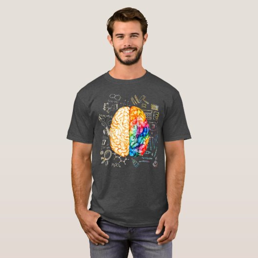 Farbenfrohe Hirnwissenschaft und Kunst Neurowissen T-Shirt (Vorne ganz)