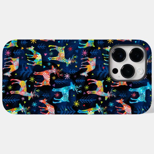 Farbenfrohe HirschChrismas Bäume Snowflakes Case-Mate iPhone Hülle (Rückseite (Horizontal))