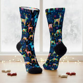 Farbenfrohe HirschChrismas Bäume Snowflakes Socken
