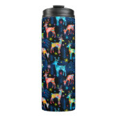 Farbenfrohe HirschChrismas Bäume Snowflakes Thermosbecher (Vorderseite)