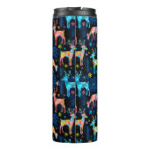 Farbenfrohe HirschChrismas Bäume Snowflakes Thermosbecher (Rückseite)