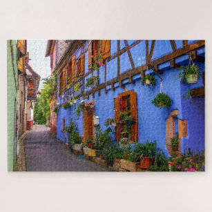 Farbenfrohe historische Häuser Village Frankreich  Puzzle